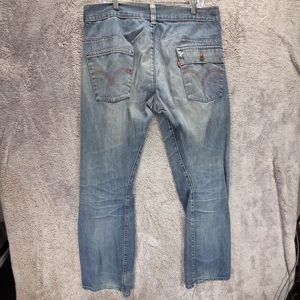 VTG Levis Engineered Jeans Mens Blue Twisted Flap Pocket Button Fly Fits 36x32